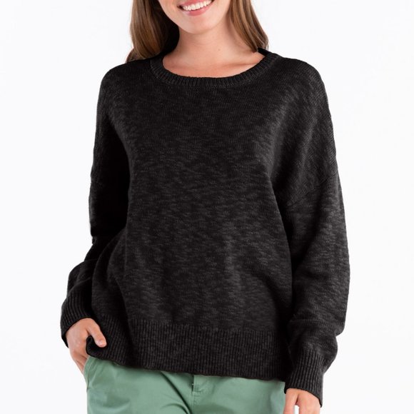 FRESH PRODUCE Reef Boxy Sweater cotton knit One Size - Black - Picture 1 of 3